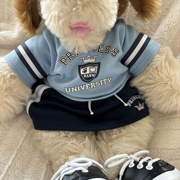 Build A Bear Plush Dog Cheerleader Outfit 17” Brown & White Long Ears Fluffy - Picture 3 of 5